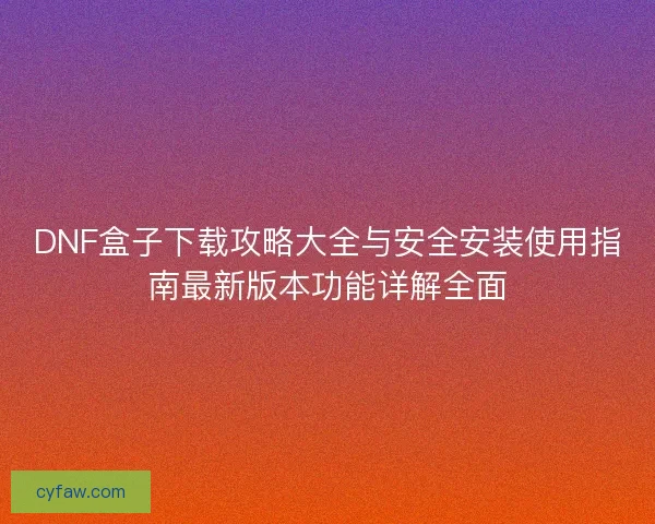 DNF盒子下载攻略大全与安全安装使用指南最新版本功能详解全面
